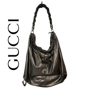 Gucci Black Leather Galaxy X Large  Hobo Bag